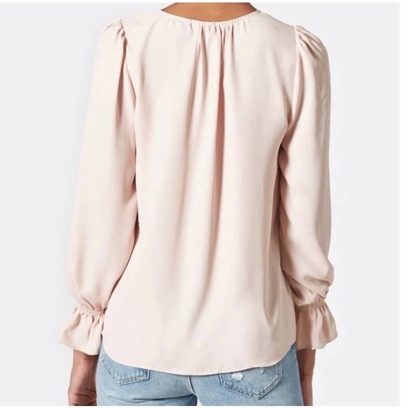 Joie Pink Silk Bolona V Neck Ruffle Sleeve Top - Picture 3 of 12